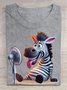 Lustig Zebra Print Rundhals Lässig T-Shirt