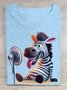 Lustig Zebra Print Rundhals Lässig T-Shirt