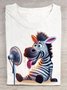Lustig Zebra Print Rundhals Lässig T-Shirt