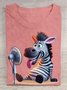 Lustig Zebra Print Rundhals Lässig T-Shirt