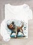 Hund Lässig Weit Baumwollmischung T-Shirt