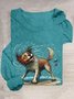 Hund Lässig Weit Baumwollmischung T-Shirt