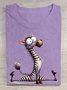 Lustig Zebra Print Rundhals Lässig Damen T-Shirt