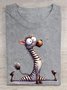 Lustig Zebra Print Rundhals Lässig Damen T-Shirt