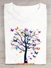Weit Baum Rundhals Lässig T-Shirt