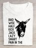 Baumwolle Weit Rundhals Lässig T-Shirt