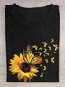 Lässig Rundhals Gänseblümchen Weit T-Shirt