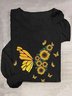 Schmetterling Baumwollmischung Lässig T-Shirt