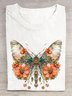 Geblümt Schmetterling Print Lässig T-Shirt