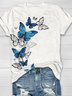 Schmetterling Print Rundhals T-Shirt