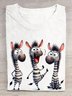 Baumwolle Weit Zebra Lässig T-Shirt