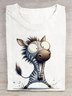 Lustig Zebra Print Rundhals Kurzarm T-Shirt