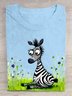 Baumwolle Lässig Zebra Rundhals T-Shirt