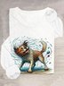 Hund Lässig Weit Baumwollmischung T-Shirt
